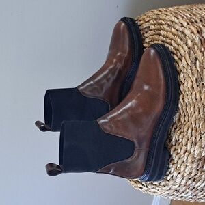 Loeffler Randall Womens Bridget Chocolate Leather Lug Sole‎ Ankle Boot Pull On 8